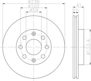 Диск тормозной Chevrolet Aveo 236mm, HELLA PAGID (8DD355111341) 8DD355111341 на Шевроле ЗАЗ ВІДА