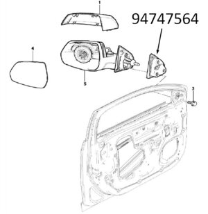Накладка зеркала внутренняя правая R4 94747564 на Равон Р4, Кобальт