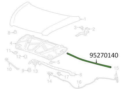 Уплотнитель капота задная R2 95270140 на Равон Р2 Спарк